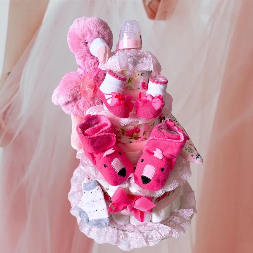 Flamingo Diaper Cake, Easter Baby Shower Gift